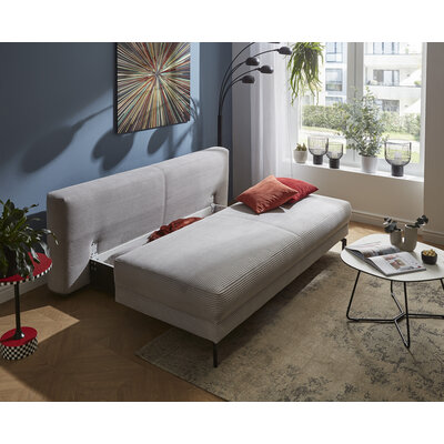 Schlafsofa Salema - 3-Sitzer mit Schlaffunktion (Liegefläche ca. 150x200cm), Stoff, Hellgrau