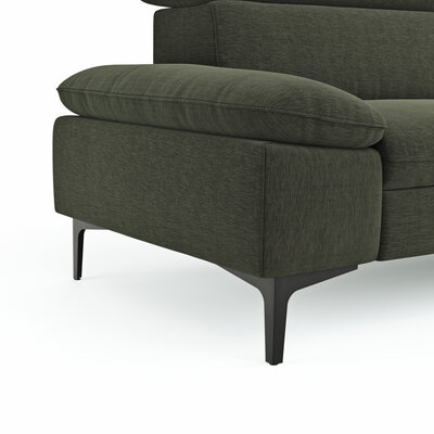 Ecksofa Felipa - 2,5-Sitzer mit Ecke rechts inkl. Kopfteil verstellbar, Stoff, Dunkelgrün