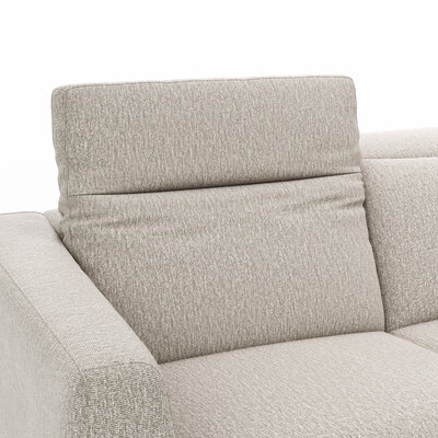 Ecksofa Rafaela 2.0 - 2,5-Sitzer mit Longchair rechts inkl. Sitzvorzug, Kopteilverstellung motorisch und Relaxfunktion motorisch im Longchair, Stoff, Champagner