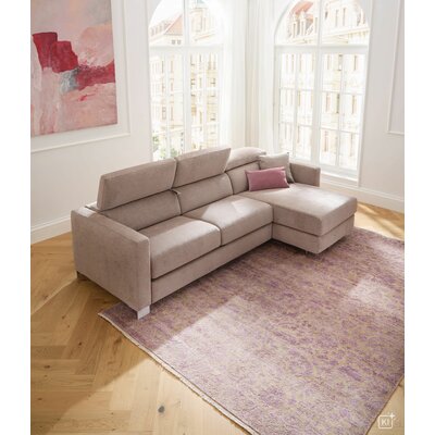 Ecksofa Lumaria Pro - 2,5-Sitzer mit Longchair rechts inkl. Schlaffunktion, Stoff, Hellgrau
