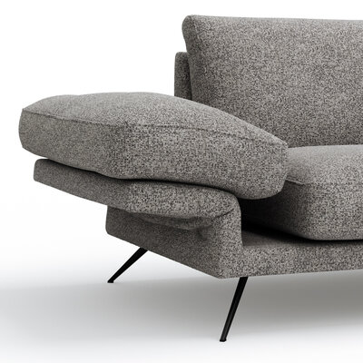 Ecksofa Valdemoro - 2,5-Sitzer mit Longchair rechts inkl. Rückenlehne verstellbar, Stoff, Grau