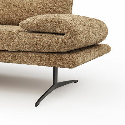 Ecksofa Lucero 2.0 - Longchair mit 2-Sitzer rechts inkl. Sitztiefenverstellung, Drehsitz und Sitztiefe verstellbar, Stoff, Cognac