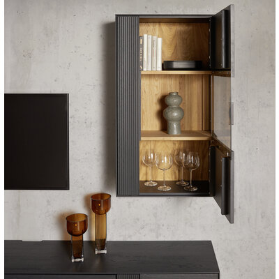 Hängevitrine Estana - Eiche massiv, Anthrazit