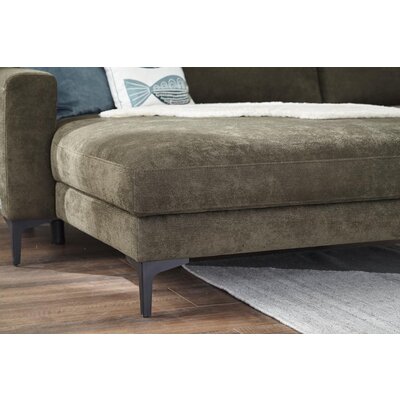 Ecksofa Oviedo - Longchair links mit 1,5-Sitzer, Stoff, Braungrün