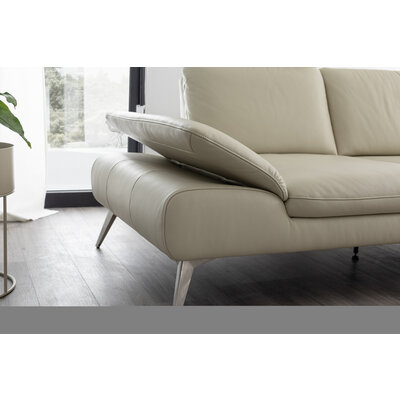 Ecksofa Collina - 2,5-Sitzer, Longchair rechts, inklusive Kopfstütze, Leder, Ecru