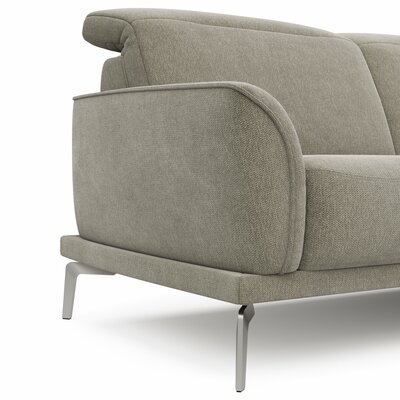 Ecksofa Amadena - 2-Sitzer mit Longchair rechts inkl. Kopfteilverstellung, Stoff, Limone