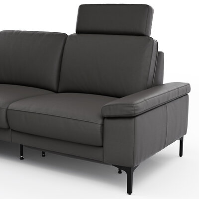 Ecksofa Matero - Ecke mit 2-Sitzer rechts inkl. Relaxfunktion motorisch und Sitzvorzug, Leder, Anthrazit