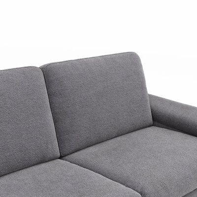 Ecksofa Enna - Recke rechts, 3-Sitzer inkl. Sitzvorzug (motorisch), Stoff, Kiesel