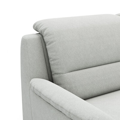 Ecksofa Cornella Plus - 2-Sitzer mit Ecke und Abschlussteil rechts inkl. Relaxfunktion (motorisch) und Kopfteilverstellung, Stoff, Hellgrau