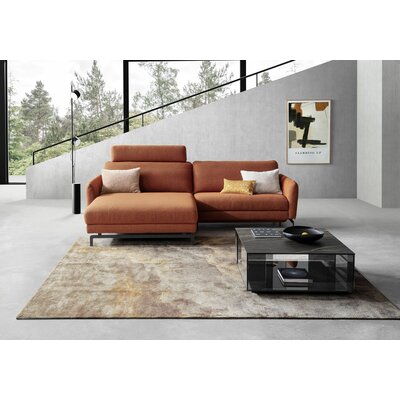 Ecksofa Enna - Longchair Links mit 1,75-Sitzer, inkl. motorischer Relaxfunktion, Stoff, Terracotta
