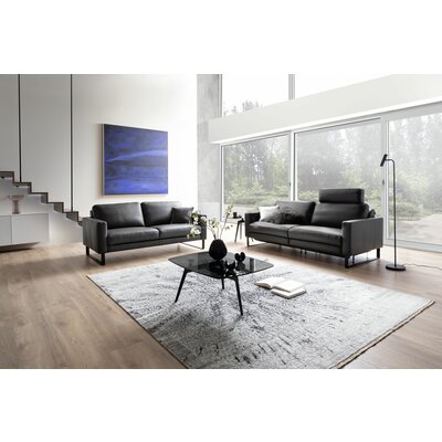 Sofa Enna - 3-Sitzer, Leder, Anthrazit