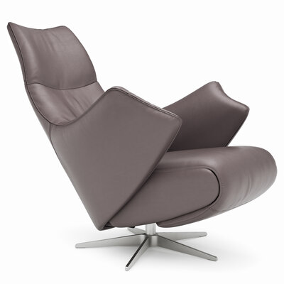 Relaxsessel Girona - Relaxfunktion (motorisch), Leder, Dunkelgrau