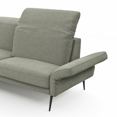 Ecksofa Estrela 2.0 - Ecke mit 2-Sitzer rechts inkl. Kopfteil/Armteil verstellbar, Stoff, Limone
