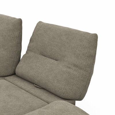 Ecksofa Lucero - Longchair mit 2-Sitzer rechts inkl. Rückenlehne/ Sitztiefe/ Armlehne verstellbar und Drehsitz, Stoff, Olivegrün