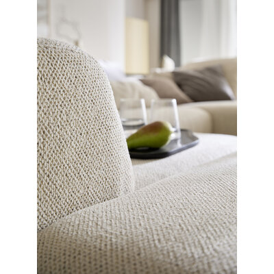 Ecksofa Caruso - Ecke links, 2-Sitzer, Longchair rechts, Stoff, Ecru