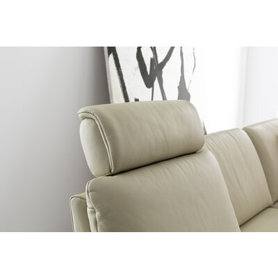 Ecksofa Collina - 2,5-Sitzer, Longchair rechts, inklusive Kopfstütze, Leder, Ecru