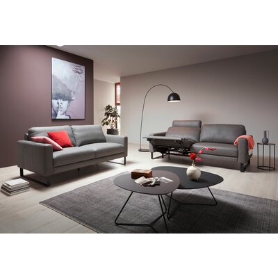 Sofa Enna - 3,5-Sitzer inklusive Relaxfunktion (motorisch) links, Leder, Grau