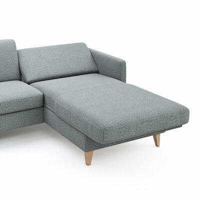 Ecksofa Arima N - 2,5-Sitzer, Longchair rechts, Relaxfunktion, Sitzvorzug (motorisch), Stoff, Hellgrau