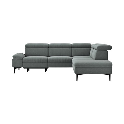 Ecksofa Felipa - 2,5-Sitzer mit Ecke rechts inkl. Armlehne verstellbar und Rückenlehne/Sitztiefe verstellbar (motorisch), Stoff, Grau 105096