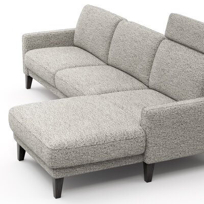 Ecksofa Matero - 2,5-Sitzer mit Longchair rechts inkl. Relaxfunktion motorisch, Stoff, Graubeige