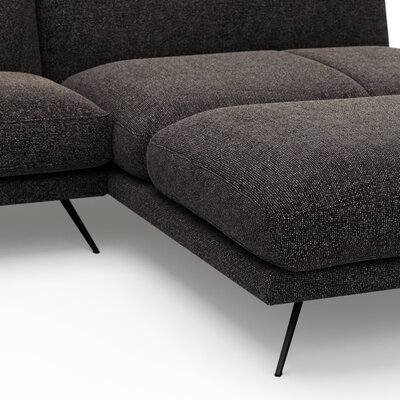 Ecksofa Valdemoro - 2,5-Sitzer mit Longchair rechts inkl. Rückenlehne verstellbar, Stoff, Anthrazit