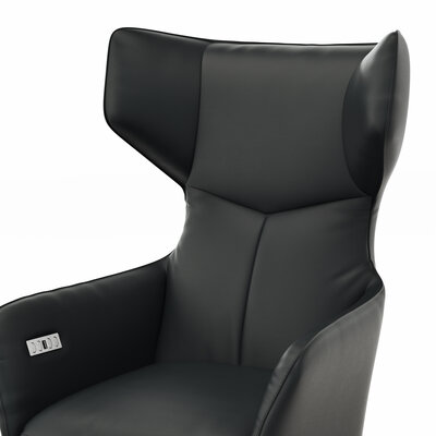Sessel Noto Relax II - Rückenlehne und Fußteil verstellbar (motorisch), Leder, Schwarz