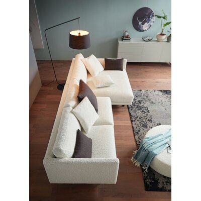 Ecksofa Cuneo Klassik - 2-Sitzer, Longchair rechts, Boucle, Creme