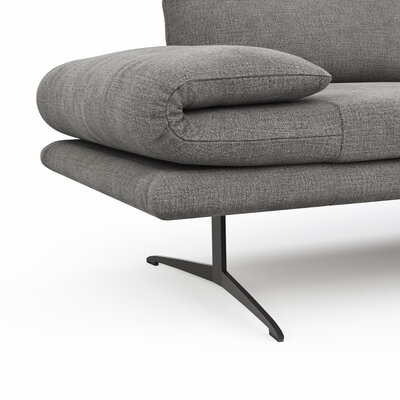 Ecksofa Lucero - 2-Sitzer mit Longchair rechts, Stoff, Grau