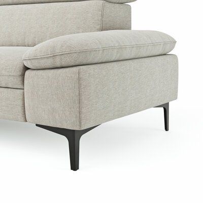 Ecksofa Felipa - Ecke links mit 2,5-Sitzer inkl. Kopfteil verstellbar, Stoff, Natur