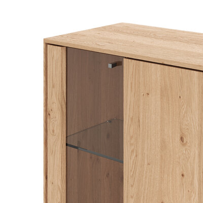 Highboard Due Viso - BHT ca. 153x135x40 cm , Wildeiche Roheffekt, geölt
