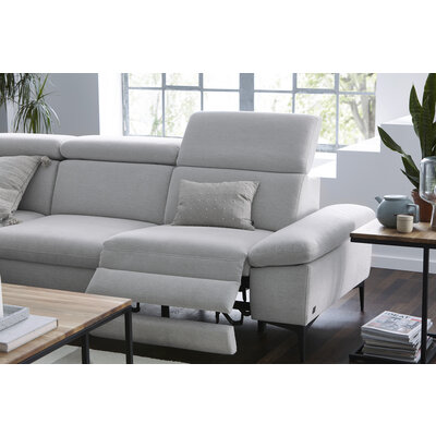 Ecksofa Felipa - Ecke links mit 2,5-Sitzer inkl. Armlehne verstellbar und Rückenlehne/Sitztiefe verstellbar (motorisch), Stoff, Natur