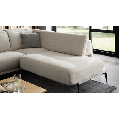 Ecksofa Amadena - 2-Sitzer mit Ecke rechts inkl. Kopfteilverstellung und Sitzvorzug, Stoff, Creme