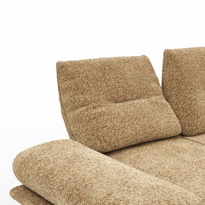 Ecksofa Lucero 2.0 - Longchair mit 2-Sitzer rechts inkl. Rückenlehne verstellbar, Stoff, Cognac