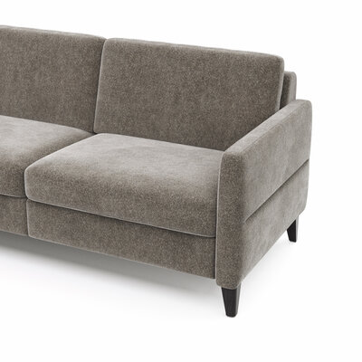 Ecksofa Arima N - Longchair mit 2,5-Sitzer rechts inkl. Kopfteil verstellbar, Stoff, Mocca