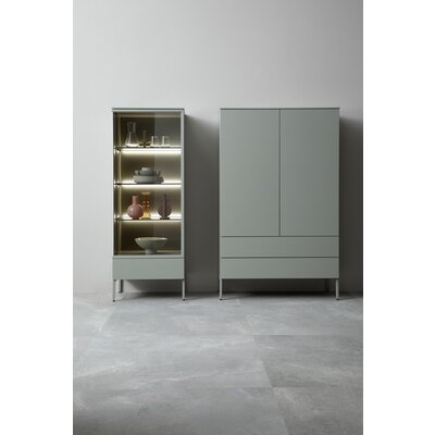 Vitrine 3900 - inklusive Beleuchtung, Lack matt, Salbei