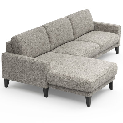 Ecksofa Matero - Longchair mit 2,5-Sitzer rechts, Stoff, Graubeige