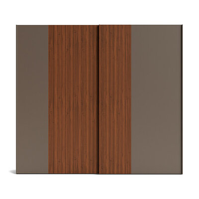 Schiebetürenschrank Matera - BHT ca. 262x236x60 cm, Lack Bisquit, Nussbaum