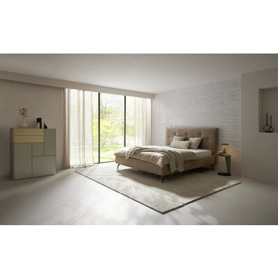 Polsterbett Delia - Liegefläche ca. 180x200 cm, Stoff, Beige