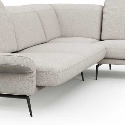 Sofa Estrela 2.0 - 2-Sitzer mit Ecke rechts inkl. Kopfteil/Armteil verstellbar und Sitzvorzug motorisch, Stoff, Creme