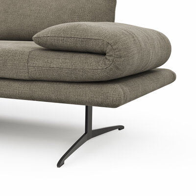 Ecksofa Lucero - Longchair mit 2-Sitzer rechts inkl. Rückenlehne/ Sitztiefe/ Armlehne verstellbar und Drehsitz, Stoff, Olivegrün