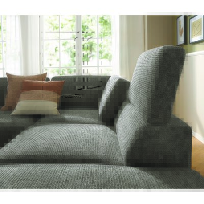 Ecksofa Benissa - Ecke und Abschlussteil mit 2,5-Sitzer rechts inkl. Rückenlehne verstellbar, Stoff, Dunkelgrau