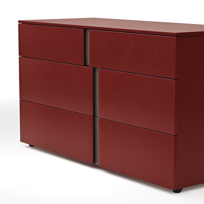 Kommode Loretto - BHT ca. 127x70x51 cm, Lack matt, Bordeaux