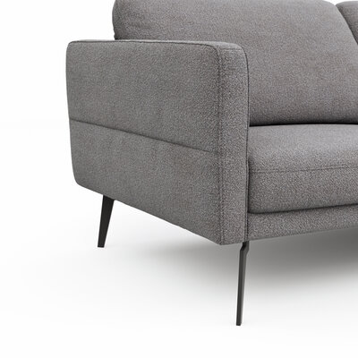 Ecksofa Estrela - 2,5-Sitzer mit Ecke rechts inkl. Rücken-/Armlehne verstellbar, Stoff, Grau