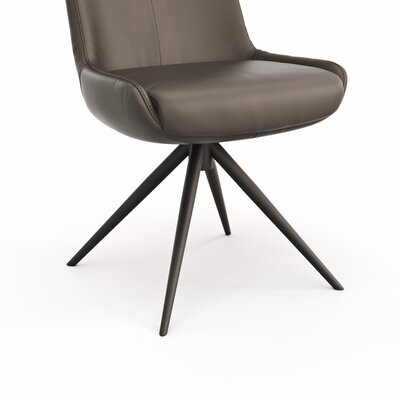 Stuhl Mis - Leder, Dunkelbraun, Gestell, Schwarz