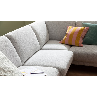 Ecksofa Matero - 2-Sitzer mit Ecke rechts, Stoff, Hellgrau