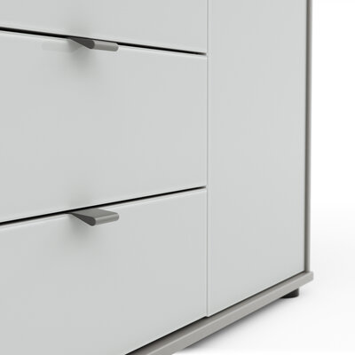 Kommode Marbella - Lack, Grau, Glas, Weiß