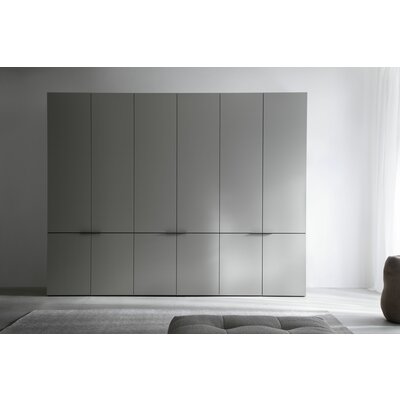 Drehtürenschrank Matera - BHT ca. 301x235x60 cm, Lack Matt, Muschelgrau, Griffe Coffee