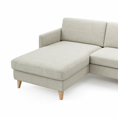 Ecksofa Arima N - Longchair links mit 2,5-Sitzer, Stoff, Creme