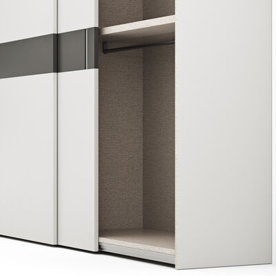 Schiebetürenschrank Loretto - B ca. 280 cm, Lack matt, Weiß