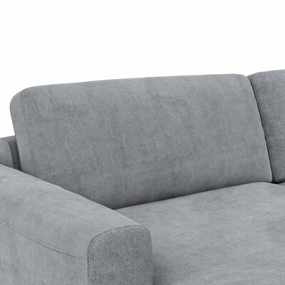 Wohnlandschaft Oviedo - Longchair links mit 2-Sitzer und Ecke rechts, Stoff, Grau
